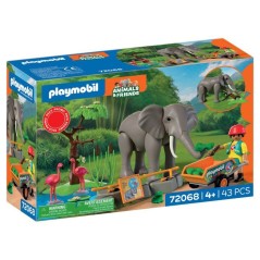 PLAYMOBIL 72068 Eléphants et soigneur animalier, My Life, Le Zoo, Pro