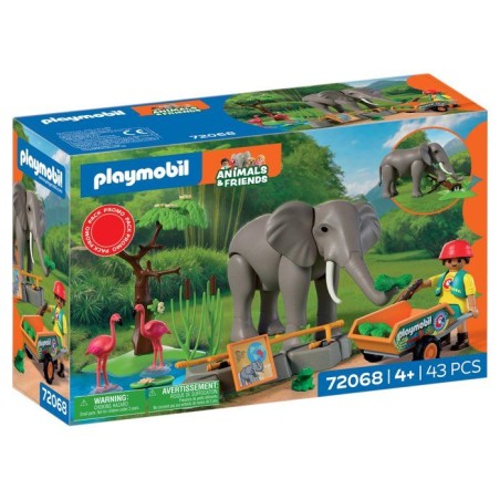 PLAYMOBIL 72068 Eléphants et soigneur animalier, My Life, Le Zoo, Pro