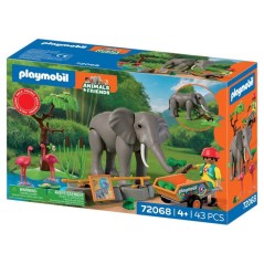 PLAYMOBIL 72068 Eléphants et soigneur animalier, My Life, Le Zoo, Pro