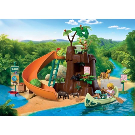 PLAYMOBIL 72071 Zoo : Au coeur de la jungle, univers miniature, 86 pieces, des 4 ans