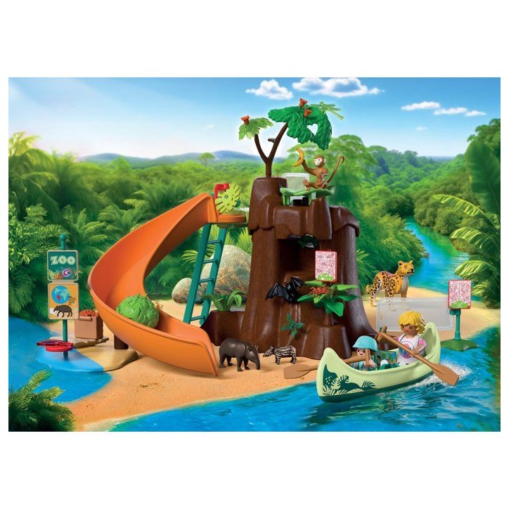 PLAYMOBIL 72071 Zoo : Au coeur de la jungle, univers miniature, 86 pieces, des 4 ans