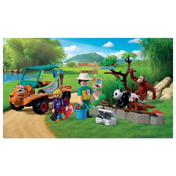 PLAYMOBIL 72072 Zoo : Gardien de zoo et véhicule