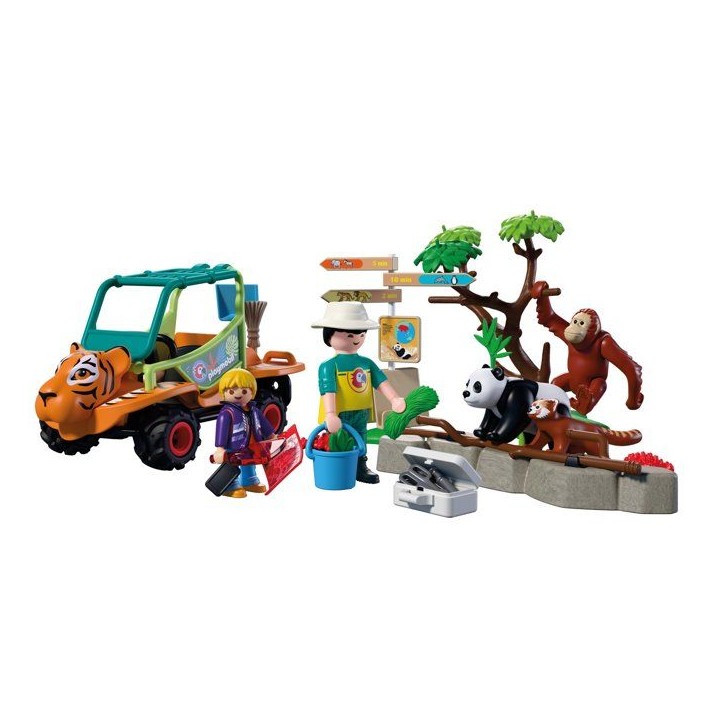 PLAYMOBIL 72072 Zoo : Gardien de zoo et véhicule
