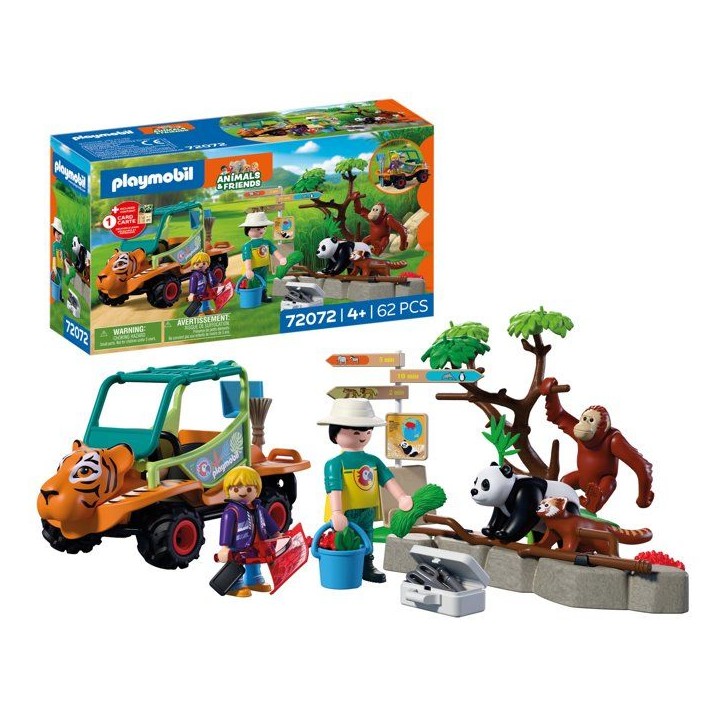 PLAYMOBIL 72072 Zoo : Gardien de zoo et véhicule