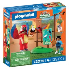 PLAYMOBIL 72074 Zoo : Mascotte perroquet coloré & enfant, univers min