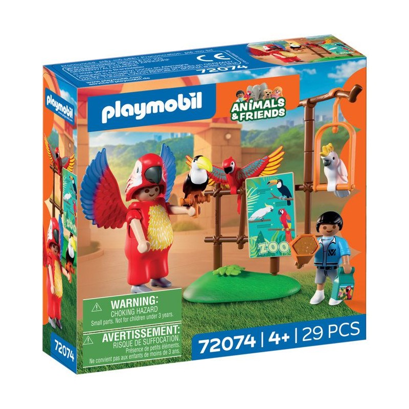 PLAYMOBIL 72074 Zoo : Mascotte perroquet coloré & enfant, univers min