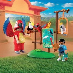 PLAYMOBIL 72074 Zoo : Mascotte perroquet coloré & enfant, univers miniature, 29 pieces, des 4 ans