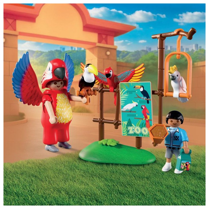 PLAYMOBIL 72074 Zoo : Mascotte perroquet coloré & enfant, univers miniature, 29 pieces, des 4 ans PLAYMOBIL 72074 Zoo : Mascotte perroquet coloré & enfant, univers miniature, 29 pieces, des 4 ans