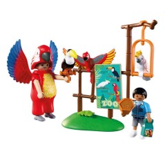 PLAYMOBIL 72074 Zoo : Mascotte perroquet coloré & enfant, univers min