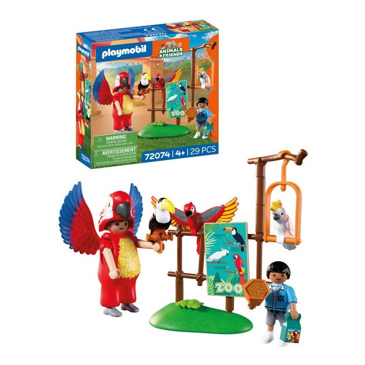 PLAYMOBIL 72074 Zoo : Mascotte perroquet coloré & enfant, univers miniature, 29 pieces, des 4 ans PLAYMOBIL 72074 Zoo : Mascotte perroquet coloré & enfant, univers miniature, 29 pieces, des 4 ans