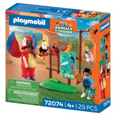 PLAYMOBIL 72074 Zoo : Mascotte perroquet coloré & enfant, univers min