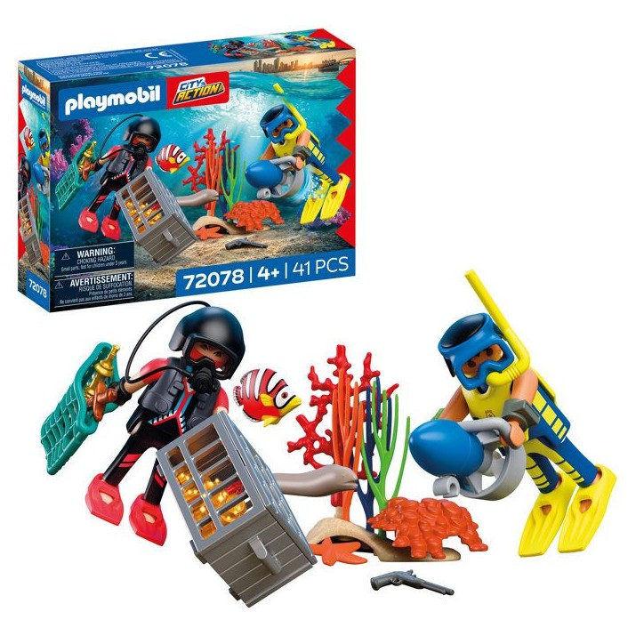 PLAYMOBIL 72078 Policiers plongeurs et trésor, City Action Les policiers, univers miniature, 41 pieces, des 4 ans PLAYMOBIL 72078 Policiers plongeurs et trésor, City Action Les policiers, univers miniature, 41 pieces, des 4 ans