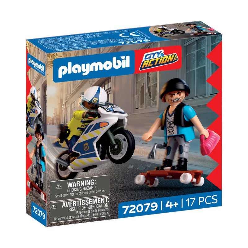 PLAYMOBIL 72079 Course-poursuite en moto, City Action, Les Policiers,