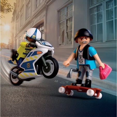 PLAYMOBIL 72079 Course-poursuite en moto, City Action, Les Policiers, 17 pieces, des 4 ans