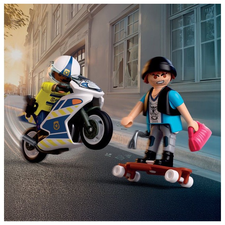 PLAYMOBIL 72079 Course-poursuite en moto, City Action, Les Policiers, 17 pieces, des 4 ans PLAYMOBIL 72079 Course-poursuite en moto, City Action, Les Policiers, 17 pieces, des 4 ans