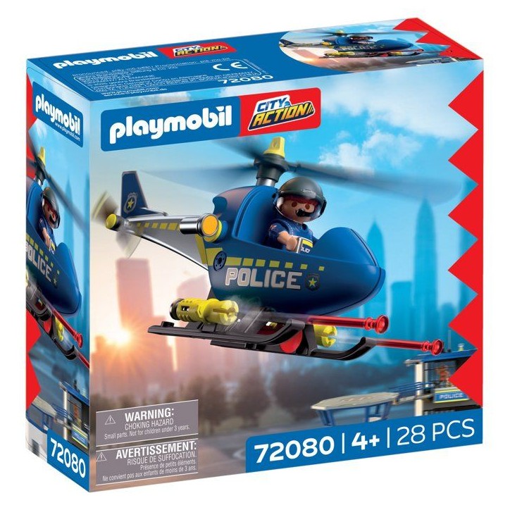 PLAYMOBIL 72080 Hélicoptere de police, City Action, Les Policiers, 28 pieces, des 4 ans
