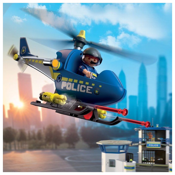 PLAYMOBIL 72080 Hélicoptere de police, City Action, Les Policiers, 28 pieces, des 4 ans