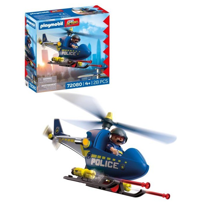 PLAYMOBIL 72080 Hélicoptere de police, City Action, Les Policiers, 28 pieces, des 4 ans