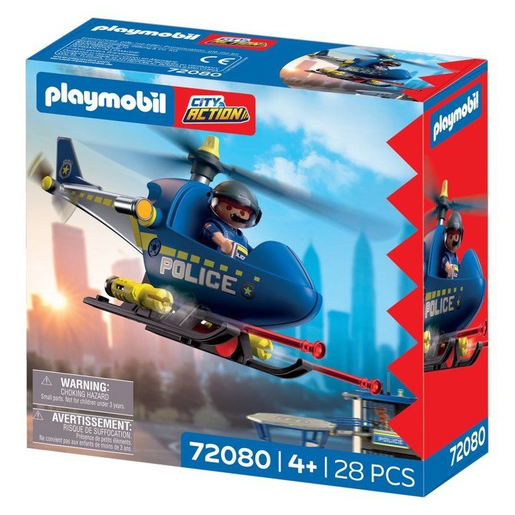 PLAYMOBIL 72080 Hélicoptere de police, City Action, Les Policiers, 28 pieces, des 4 ans