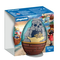 PLAYMOBIL 72100 oeuf 2en1 : L'Île aux Pirates, Les Pirates, 34 pieces