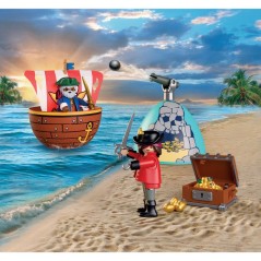PLAYMOBIL 72100 oeuf 2en1 : L'Île aux Pirates, Les Pirates, 34 pieces, Cadeau a Pâques, des 4 ans