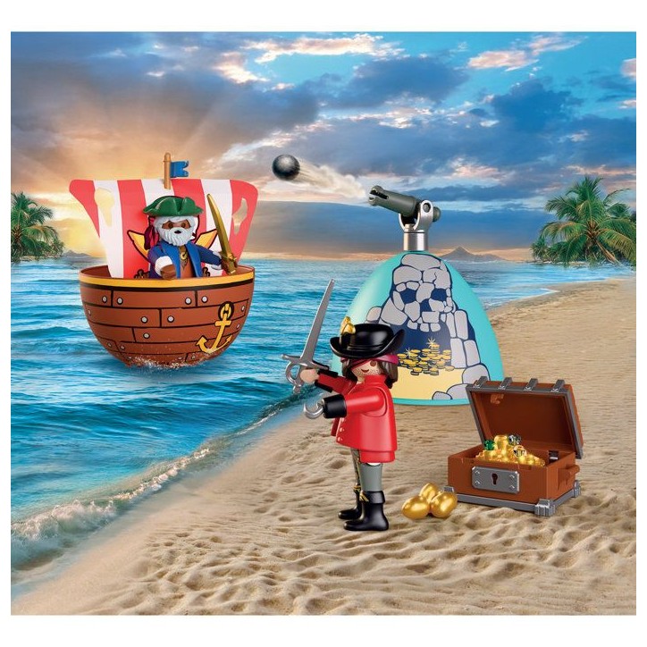 PLAYMOBIL 72100 oeuf 2en1 : L'Île aux Pirates, Les Pirates, 34 pieces, Cadeau a Pâques, des 4 ans PLAYMOBIL 72100 oeuf 2en1 : L'Île aux Pirates, Les Pirates, 34 pieces, Cadeau a Pâques, des 4 ans