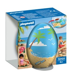 PLAYMOBIL 72101 oeuf 2en1 : Vacances a la Plage, Jouets et peut servir