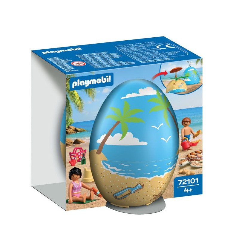 PLAYMOBIL 72101 oeuf 2en1 : Vacances a la Plage, Jouets et peut servir