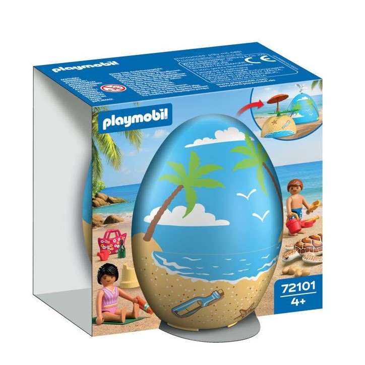 PLAYMOBIL 72101 oeuf 2en1 : Vacances a la Plage, Jouets et peut servir de tirelire, 26 pieces, Des 4 ans PLAYMOBIL 72101 oeuf 2en1 : Vacances a la Plage, Jouets et peut servir de tirelire, 26 pieces, Des 4 ans