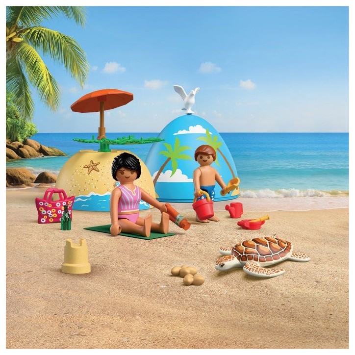 PLAYMOBIL 72101 oeuf 2en1 : Vacances a la Plage, Jouets et peut servir de tirelire, 26 pieces, Des 4 ans PLAYMOBIL 72101 oeuf 2en1 : Vacances a la Plage, Jouets et peut servir de tirelire, 26 pieces, Des 4 ans