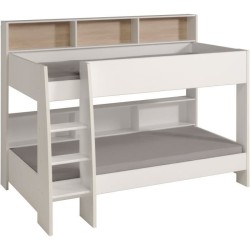 PARISOT Lits superposés enfant 2 x 90x200 cm - Décor Chene et Blanc