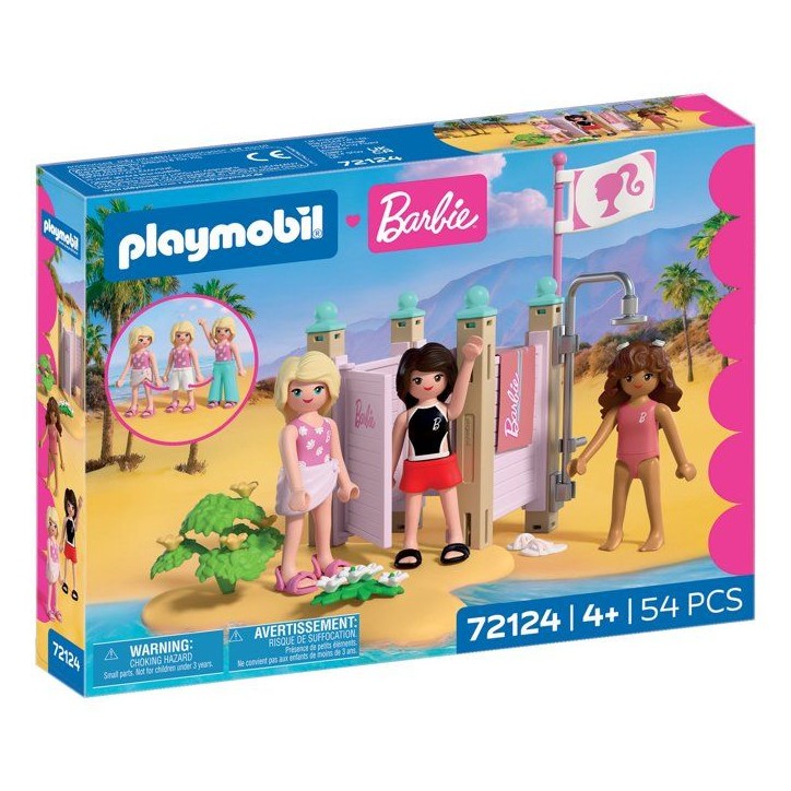 PLAYMOBIL 72124 Barbie Cabine de plage, 54 pieces, Des 4 ans