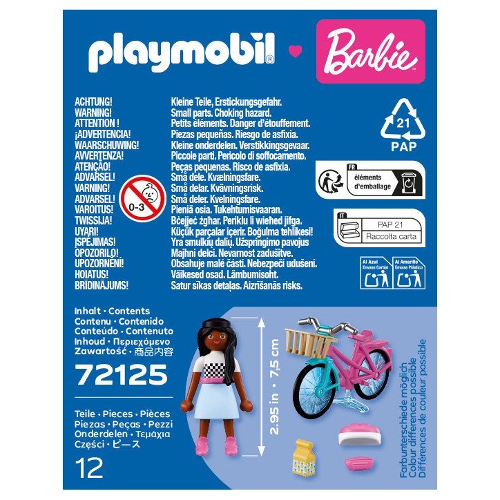 PLAYMOBIL 72125 Barbie Brooklyn et son vélo, 12 pieces, Des 4 ans
