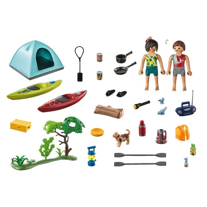 PLAYMOBIL 71425 Vacanciers avec tente, My Life, Camping, 54 pieces, des 4 ans