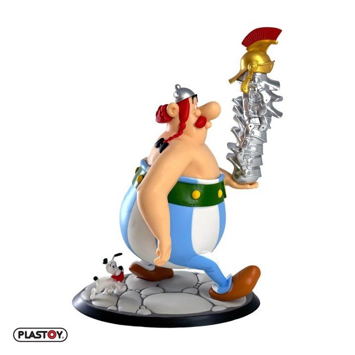 Figurine - PLASTOY - Astérix Obélix avec pile de casques et Idéfix XL - Plastique - 22 cm