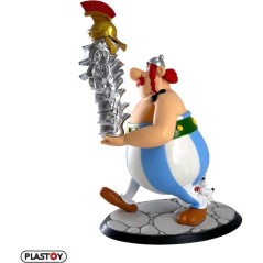 Figurine - PLASTOY - Astérix Obélix avec pile de casques et Idéfix
