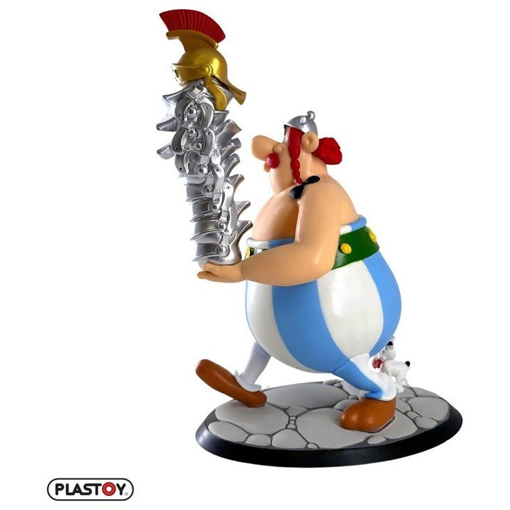 Figurine - PLASTOY - Astérix Obélix avec pile de casques et Idéfix XL - Plastique - 22 cm