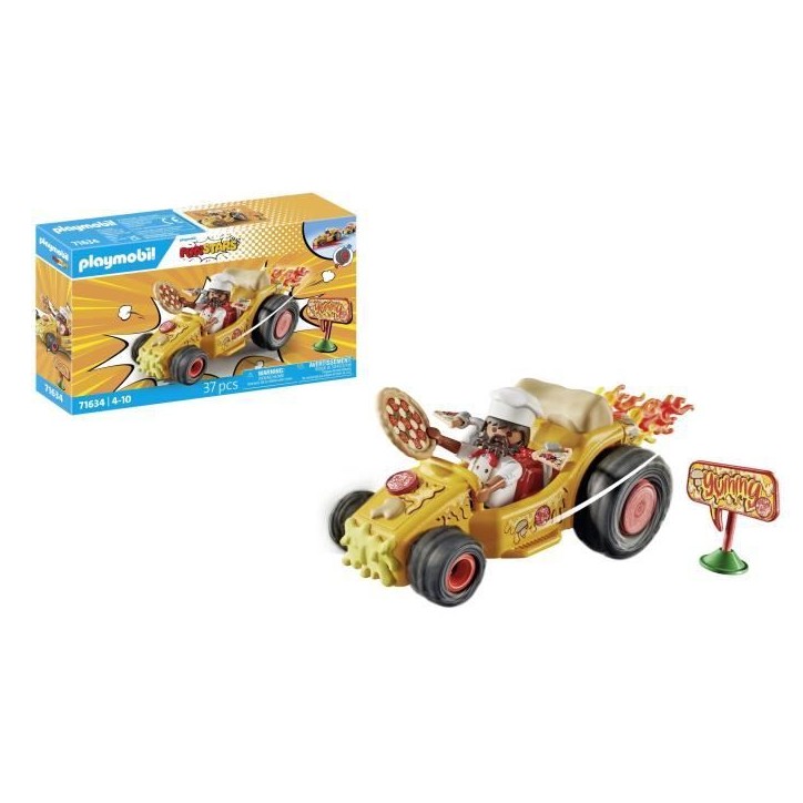 PLAYMOBIL 71634 Kart Pizzaiolo - Moteur rétractable - 1 personnage - 36 accessoires - Multicolore PLAYMOBIL 71634 Kart Pizzaiolo - Moteur rétractable - 1 personnage - 36 accessoires - Multicolore