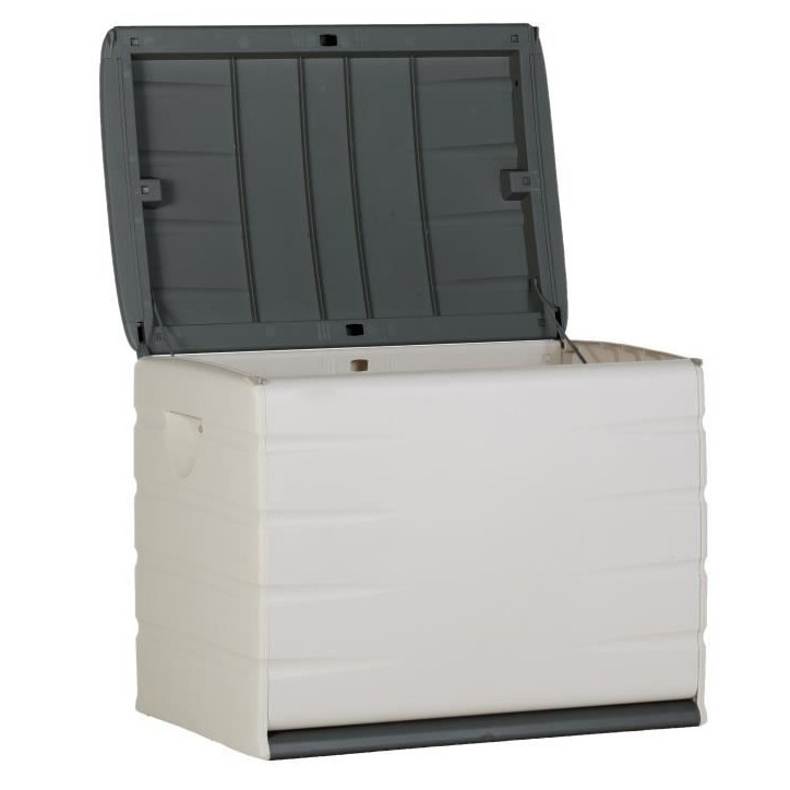 Coffre de rangement PLASTIKEN 260L - Intérieur/Extérieur Fonctionnel et Esthétique - Cadenassable avec Roulettes - 80 x 61 x Coffre de rangement PLASTIKEN 260L - Intérieur/Extérieur Fonctionnel et Esthétique - Cadenassable avec Roulettes - 80 x 61 x