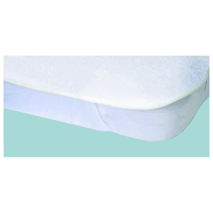 Protege-matelas Alese imperméable Elasretane éponge bouclette 100 % coton 80 x 190 cm Blanc