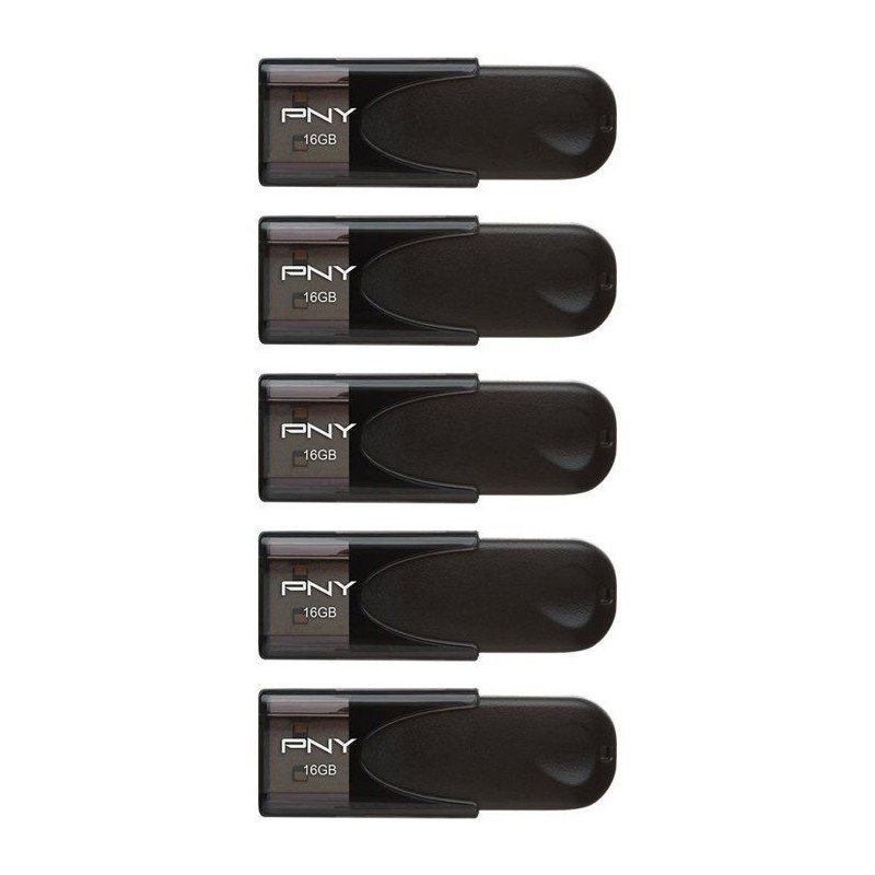 Pack de 5 Clés USB 2.0 - PNY - Attaché 4 - 16 Go