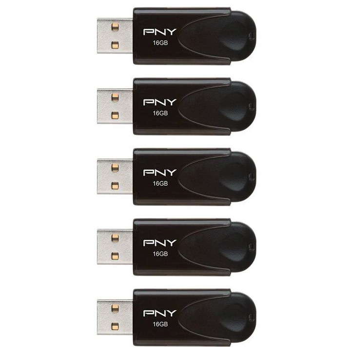 Pack de 5 Clés USB 2.0 - PNY - Attaché 4 - 16 Go Pack de 5 Clés USB 2.0 - PNY - Attaché 4 - 16 Go