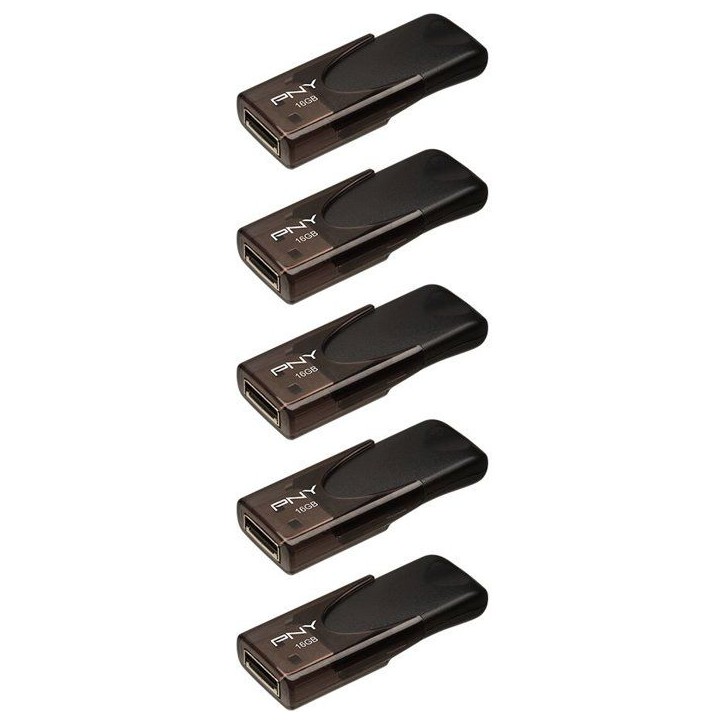 Pack de 5 Clés USB 2.0 - PNY - Attaché 4 - 16 Go Pack de 5 Clés USB 2.0 - PNY - Attaché 4 - 16 Go