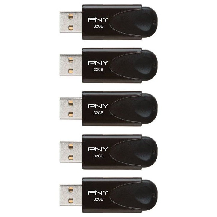 Pack de 5 Clés USB 2.0 - PNY - Attaché 4 - 32 Go Pack de 5 Clés USB 2.0 - PNY - Attaché 4 - 32 Go