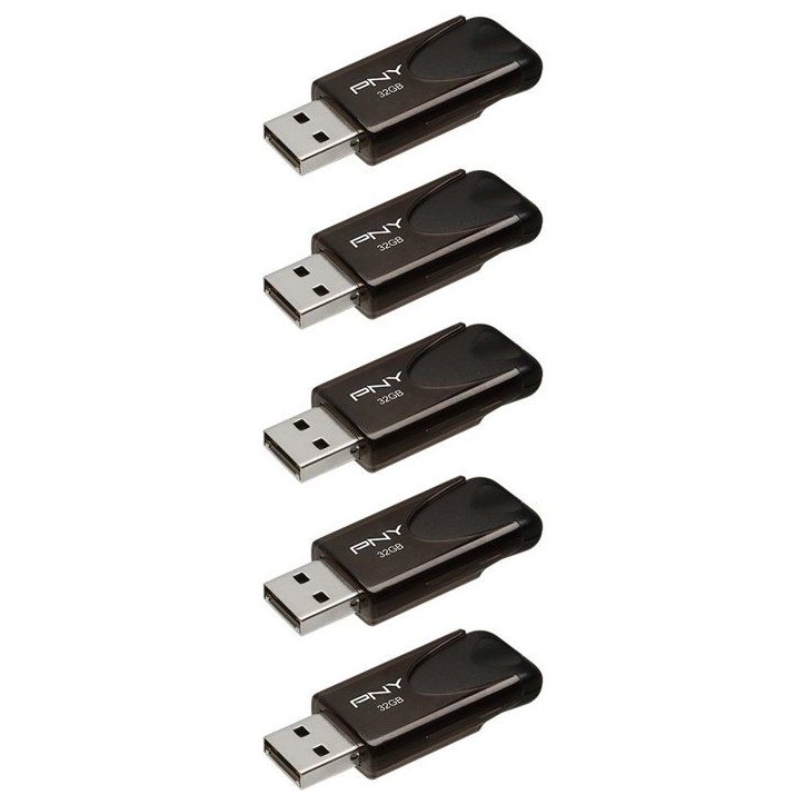 Pack de 5 Clés USB 2.0 - PNY - Attaché 4 - 32 Go Pack de 5 Clés USB 2.0 - PNY - Attaché 4 - 32 Go