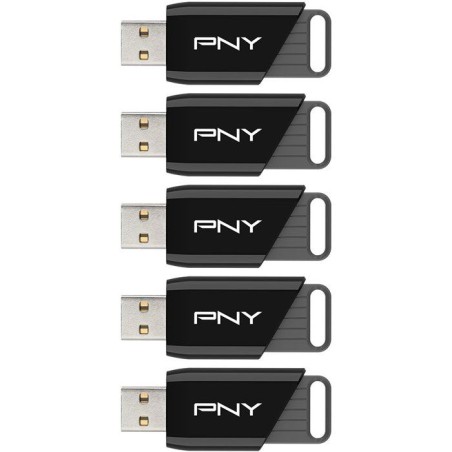 Pack de 5 Clés USB 3.2 - PNY - Attaché X - 64 Go - Jusqu'a 130 Mo/s