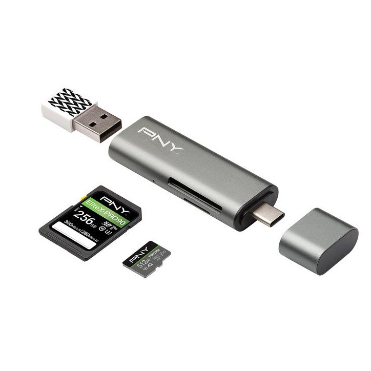 Lecteur de carte flash - PNY - R-TC-UA-3N1E01-RB - USB 3.1 et USB-C - Design compact - Connexion rapide Lecteur de carte flash - PNY - R-TC-UA-3N1E01-RB - USB 3.1 et USB-C - Design compact - Connexion rapide