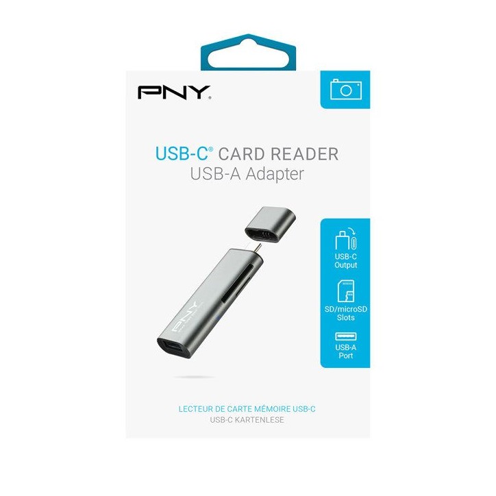 Lecteur de carte flash - PNY - R-TC-UA-3N1E01-RB - USB 3.1 et USB-C - Design compact - Connexion rapide Lecteur de carte flash - PNY - R-TC-UA-3N1E01-RB - USB 3.1 et USB-C - Design compact - Connexion rapide