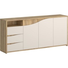 Buffet - PoeM - Sable / Chene - 3 portes - 3 tiroirs - 203,9 x 42 x 91