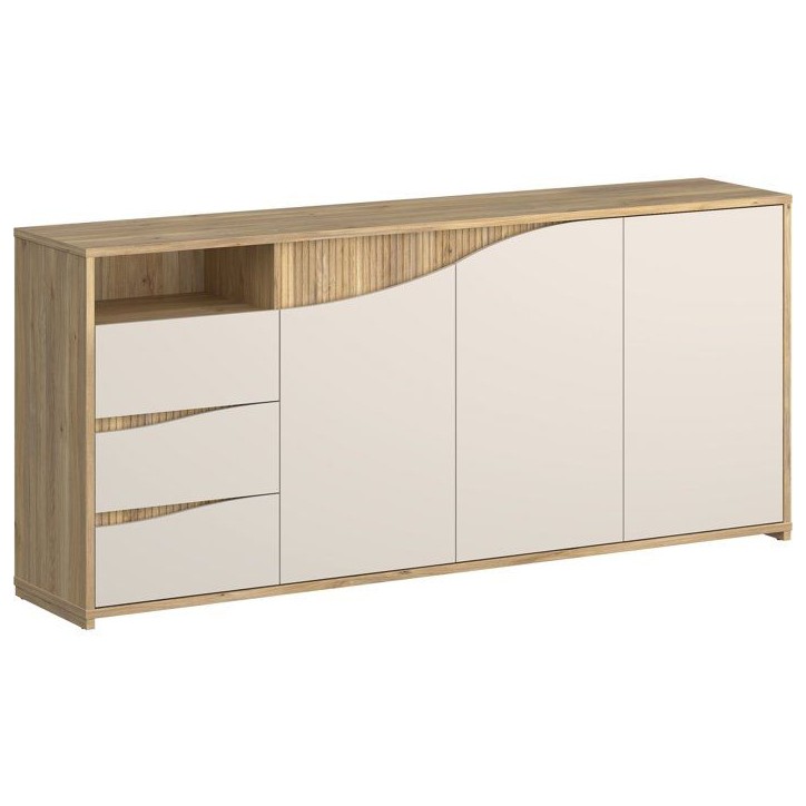 Buffet - PoeM - Sable / Chene - 3 portes - 3 tiroirs - 203,9 x 42 x 91 cm Buffet - PoeM - Sable / Chene - 3 portes - 3 tiroirs - 203,9 x 42 x 91 cm